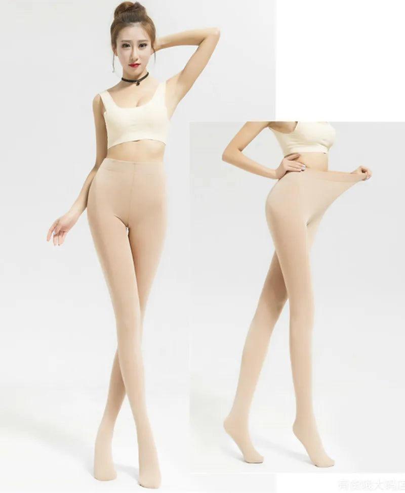 130 KG New plus Size Sexy Women Tights Warm Winter Fleece Pantyhose 120D High Waist Female Stretchy Opaque Footed Tights
