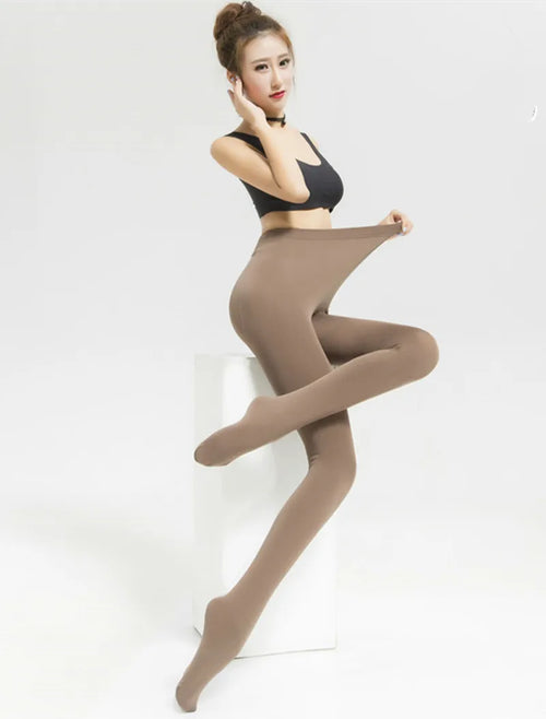 130 KG New plus Size Sexy Women Tights Warm Winter Fleece Pantyhose 120D High Waist Female Stretchy Opaque Footed Tights